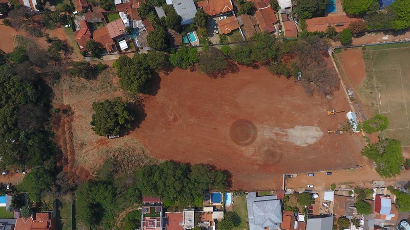 Overhead drone view of a site before design