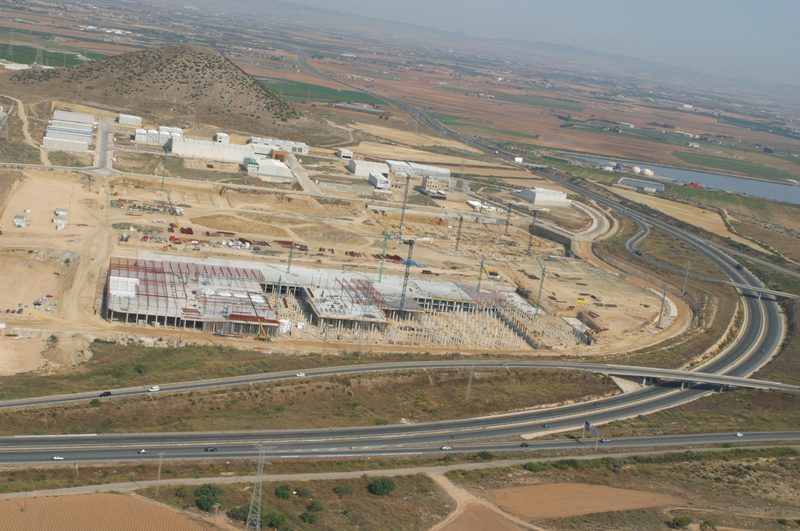 Aerial view of the Parque Mediterráneo construction site from the aircraft