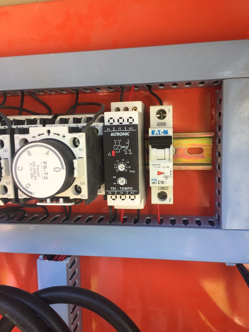 Control panel with contactors and relays, inspected